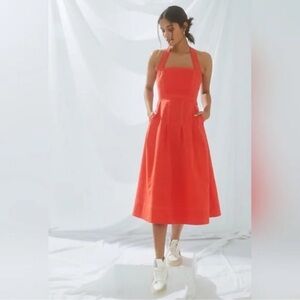 Maeve Orange Halter Sundress Midi